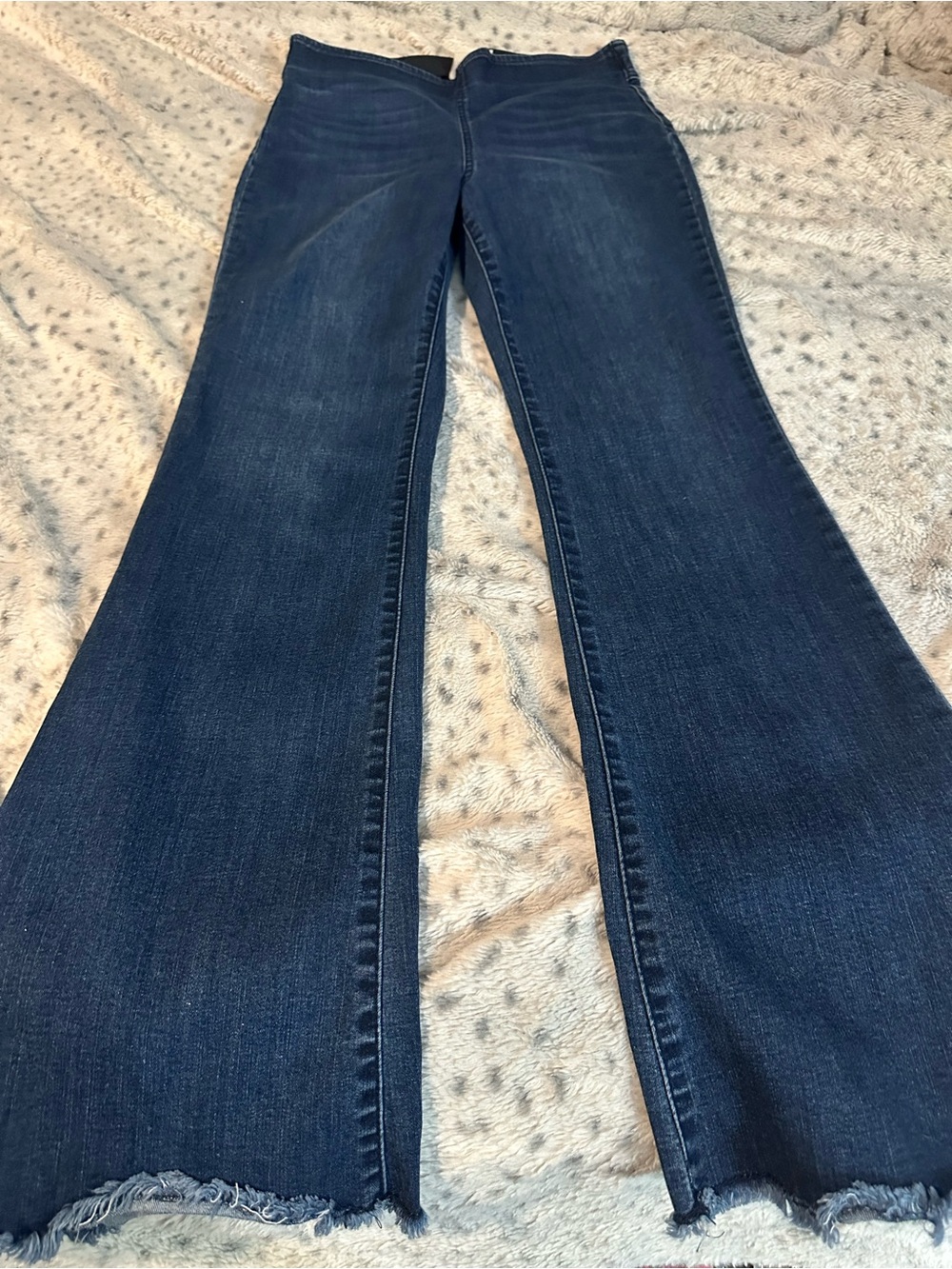 Knox Rose Dark Blue Flare Jeans with Raw Hem